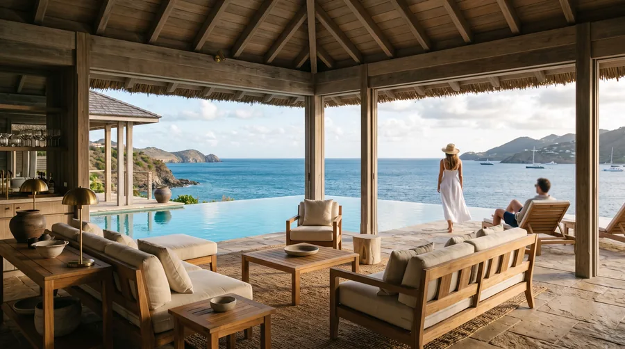 The living room of Villa Anse